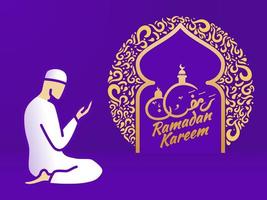 schöner ramadan kareem mit arabischer kalligrafie-vektor-hintergrundillustration vektor