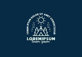 camping linje konst illustration med lorem ipsum text vektor