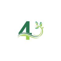 Nummer 4-Symbol mit floraler Logo-Design-Vorlagenillustration vektor