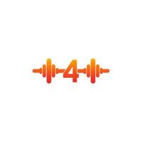 Nummer 4 mit Langhantel-Symbol Fitness-Design-Vorlage Illustration vektor