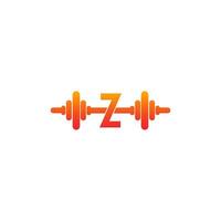 buchstabe z mit barbell symbol fitness design template illustration vektor