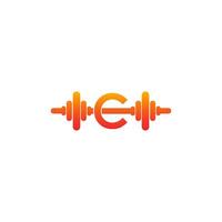 bokstaven c med skivstång ikon fitness design mall illustration vektor