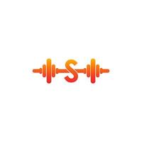 buchstabe s mit barbell symbol fitness design template illustration vektor