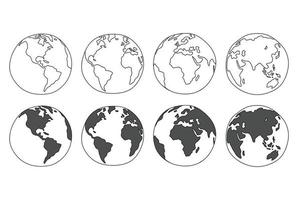 Reihe von Cartoon-Globen isoliert auf weißem Hintergrund. vektor