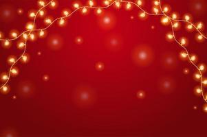 jul bakgrund med lysande krans. god julkort illustration på röd bakgrund. vektor