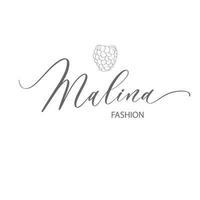 Malina - Himbeer-Kalligrafie-Logo-Vorlage für Juweliergeschäft, Backen, Kochen, Kleidung, Mode usw. Beerenvektordesign, Fruchtillustration in Linie. vektor
