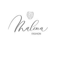 malina - hallon kalligrafi logotyp mall för smycken butik, bakning, matlagning, kläder, mode, etc. bär vektor design, frukt illustration i linje.