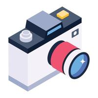 kamera, fotoutrustning ikon i isometrisk design vektor