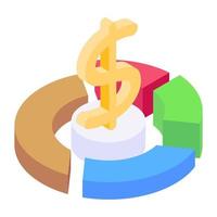 Statistische Infografik, die das isometrische Symbol des Kreisdiagramms zeigt vektor