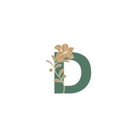 buchstabe d-symbol mit lily beauty illustration template vektor