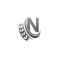 bokstaven n med efterföljande hjul ikon designmall illustration vektor