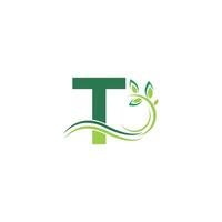 bokstaven t-ikonen med blommig logotyp designmall illustration vektor
