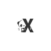 panda ikon bakom bokstaven x logotyp illustration vektor
