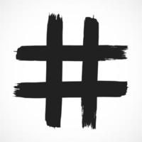 hashtag handritad penseldrag smutsig konst symbol. vektor