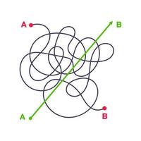komplext och enkelt enkelt sätt från punkt a till b vektorillustration. vektor