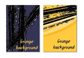 Reihe von abstrakten Sparcle-Grunge-Kartenvorlagen. Flyer im modernen Stil, Broschüre, Einladung, Bannerdesign. Pinselstrich mit gelber, violetter und schwarzer Tinte. Farbvektorillustration vektor