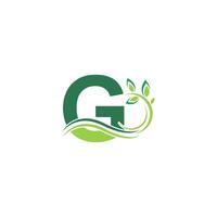 Buchstabe g-Symbol mit floraler Logo-Design-Vorlagenillustration vektor