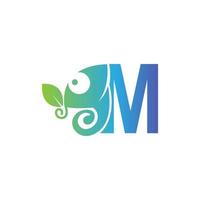 bokstaven m ikon med kameleont logotyp formgivningsmall vektor