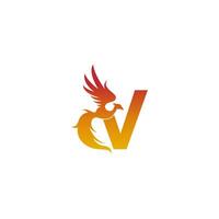 buchstabe v-symbol mit phoenix-logo-design-vorlage vektor