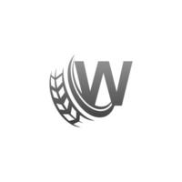 bokstaven w med efterföljande hjul ikon designmall illustration vektor