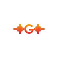 buchstabe g mit barbell symbol fitness design template illustration vektor