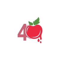 Nummer 4 mit Tomaten-Symbol-Logo-Design-Vorlage-Illustration vektor