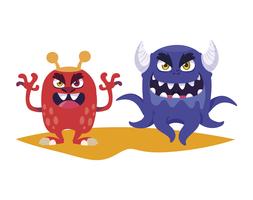 Comicfiguren der lustigen Monsterpaare bunt vektor