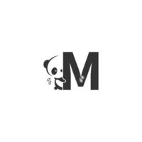 panda ikon bakom bokstaven m logotyp illustration vektor