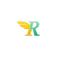 bokstaven r logotyp ikon illustration med vingar vektor
