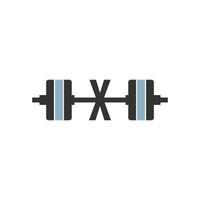 Buchstabe x mit Langhantel-Symbol Fitness-Design-Vorlage vektor