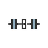 bokstaven b med skivstång ikon fitness designmall vektor