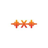 bokstaven x med skivstång ikon fitness design mall illustration vektor