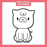 färg söt baby djur tecknad med gris vektor