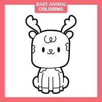färg söt baby djur tecknad film med rådjur vektor