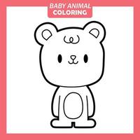 färg söt baby djur tecknad film med björn vektor