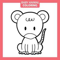 färg söt baby djur tecknad film med råtta vektor