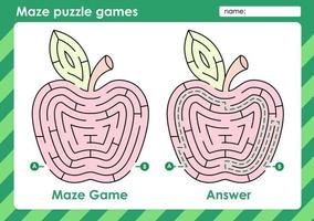 Labyrinth-Puzzlespiele für Kinder mit Fruchtdesign vektor