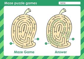 Labyrinth-Puzzlespiele für Kinder mit Fruchtdesign vektor