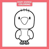 färg söt baby djur tecknad film med chick vektor