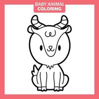Färben von niedlichen Baby-Tier-Cartoon mit Ziege vektor
