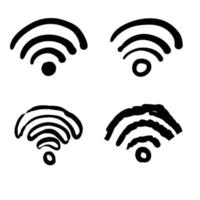 handgezeichnete doodle wifi symbolsammlung vektor