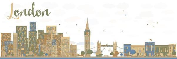 Skyline von London mit blauen und braunen Gebäuden. vektor
