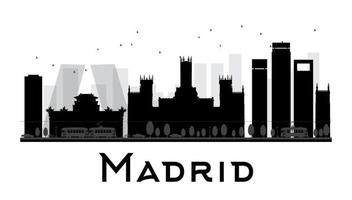 madrid city skyline schwarz-weiße silhouette. vektor