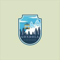 linbana eller gondol emblem logotyp modern vintage vektor illustration mall ikon grafisk design. transport affärsresor för semester vid berget tecken och symbol med märke