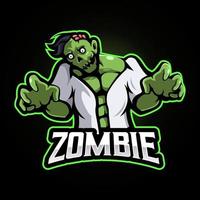 Zombie-Cartoon-Maskottchen-Logo-Designvektor mit modernem Illustrationskonzeptstil für Abzeichen-, Emblem- und T-Shirt-Druck vektor