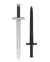 mittelalterliches Schwert isoliert über weiß vektor