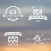 fotografi, kurser, fotoskola, fotograflogotyp, emblem, skyltar, märken, vektorillustration vektor