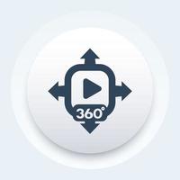 360-Grad-Panorama-Videosymbol, Vektorzeichen vektor