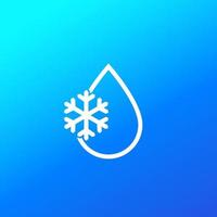 Tropfen mit Schneeflocke, Vektorsymbol für gefrorenes Wasser vektor