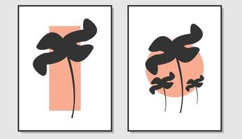 botanische Wandkunst. abstrakte schwarze sonnenblume. geometrische Kreise und Rechtecke. geeignet für die Wanddekoration im Wohnzimmer. Vektor-Illustration vektor